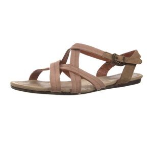 LANVIN leather strappy flat sandals Criss-Cross grosgrain Size 39